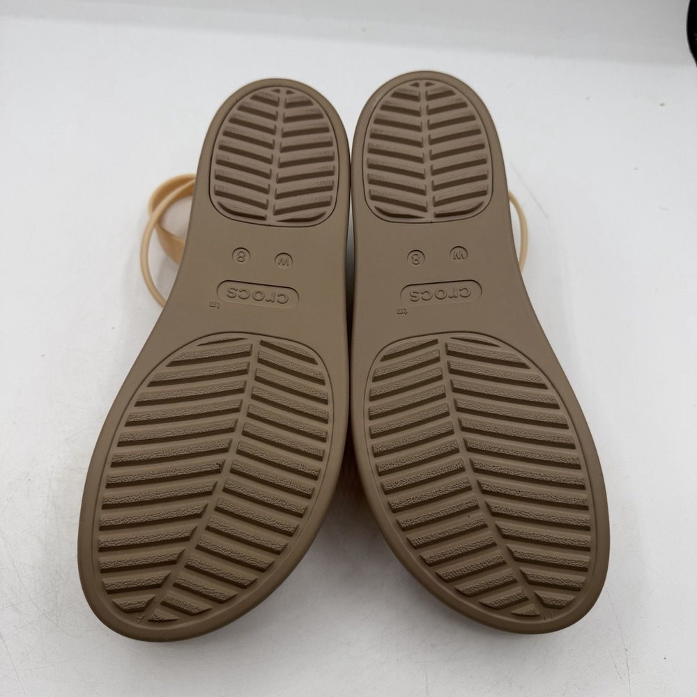 Crocs Brooklyn Ankle Strap Wedge Sandals Womens Sz 8 Shitake Beige Grey Shoes - Picture 10 of 10